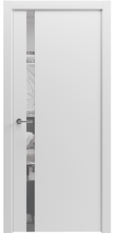 МЕЖКОМНАТНЫЕ ДВЕРИ "РОДОС" Paint-6 глухое, белый мат АКР, с стеклянной вставкой